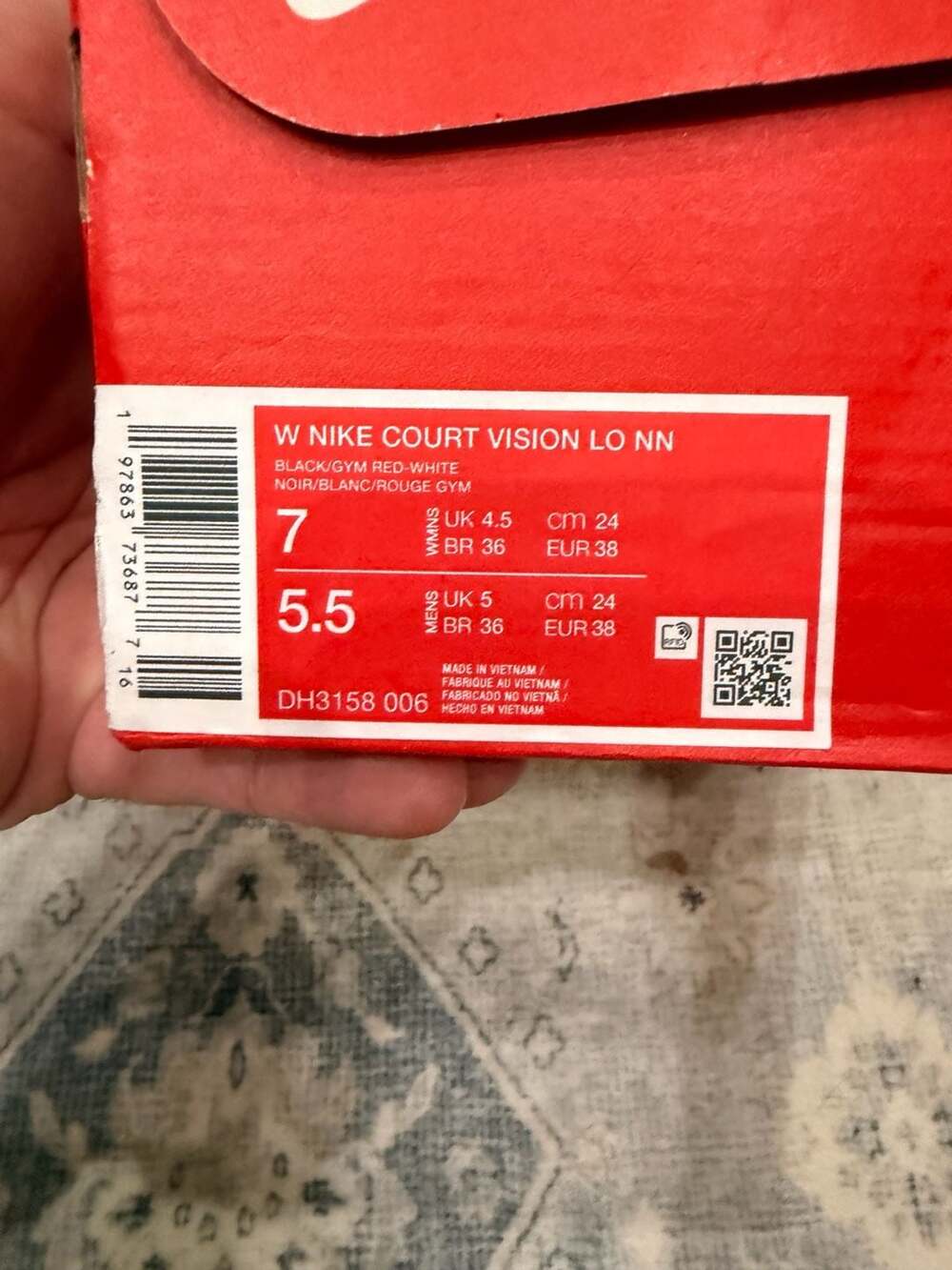 Nike Court Vision Low Next Nature Sneakers Black White Red- 7W/5.5Y - Picture 10 of 10